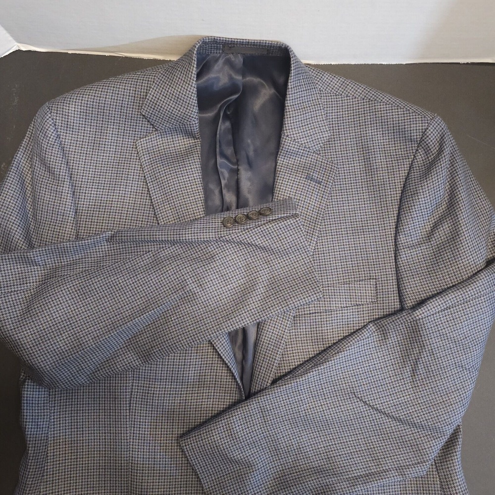 Lauren Ralph Lauren Blazer Men 40L Silk Blend Houndstooth Sport Coat Suit Jacket